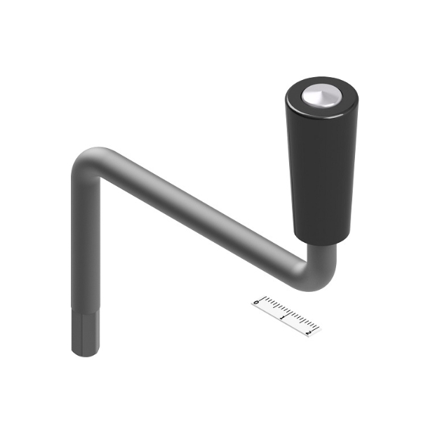 Handkurbel 6kt SW7 l Achsenlänge 62mm l Ausladung 90mm l Einstecktiefe 15mm